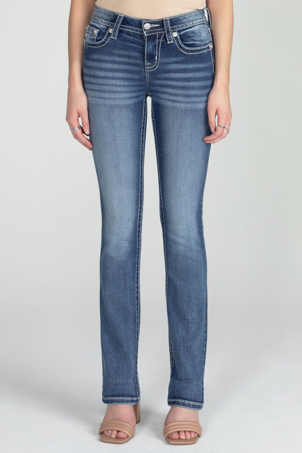 Sequin Cross Stitch Straight Denim