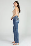 Sequin Cross Stitch Straight Denim