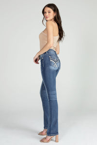 Sequin Cross Stitch Straight Denim