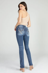 Sequin Cross Stitch Straight Denim
