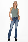Shades of Brown Border Bootcut Jeans