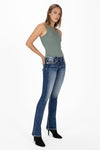 Shades of Brown Border Bootcut Jeans