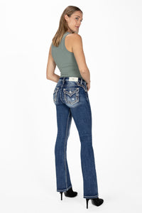 Shades of Brown Border Bootcut Jeans