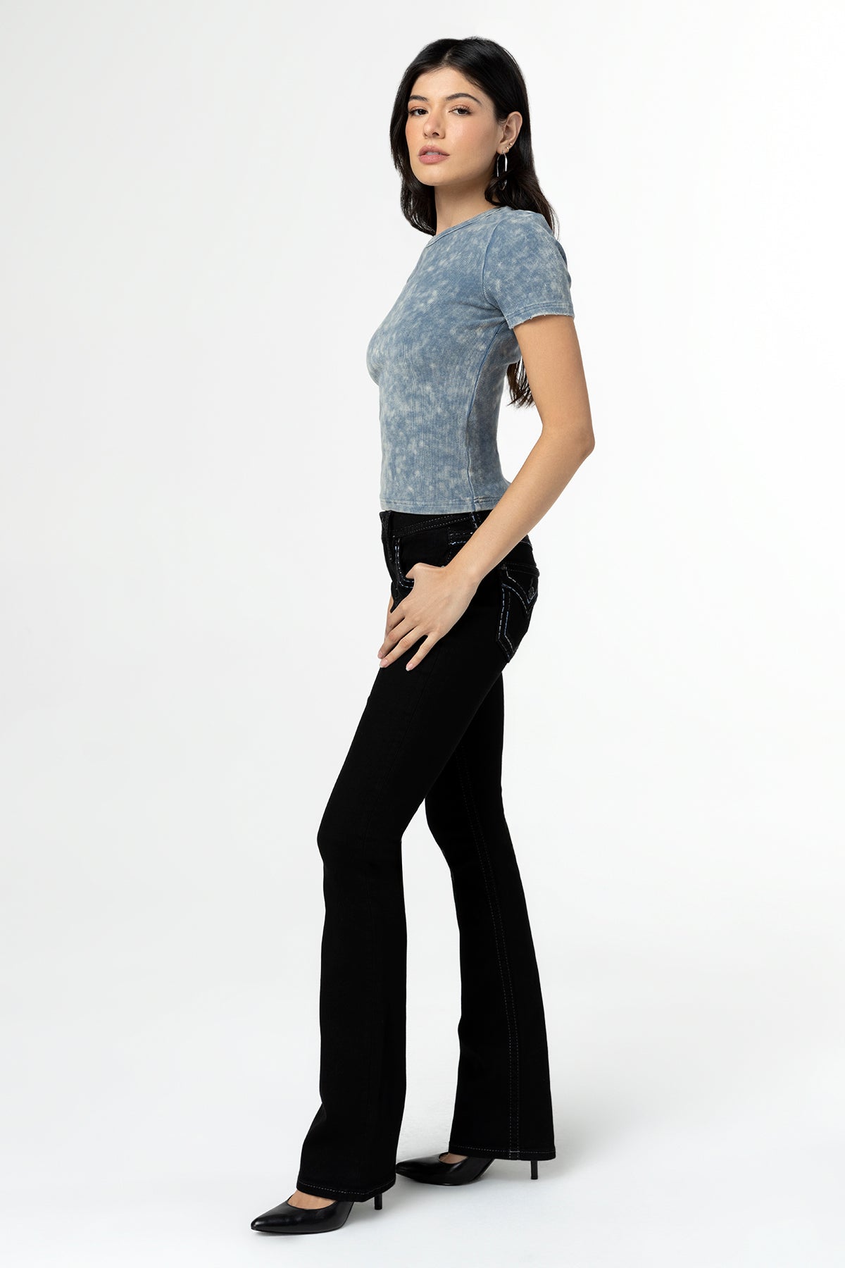 Miss Me ブラックブーツカットデニム Metallic Classic Black Bootcut Jeans | Only $91.20 | Black | Miss Me