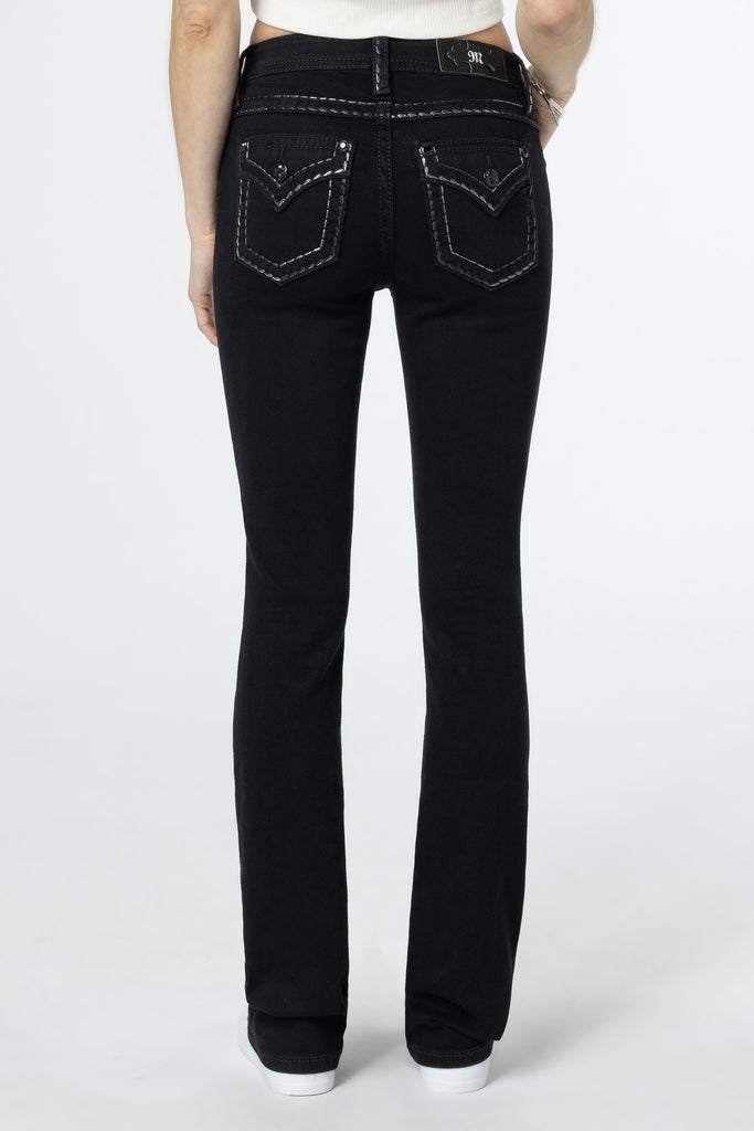 silver metallic classic black bootcut jeans