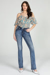 Baby Blue Wing Flap Bootcut Denim