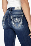 Raised Silver Wings Bootcut Jeans