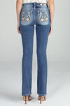 Floral Horseshoe Mid Rise Denim