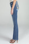 Floral Horseshoe Mid Rise Denim