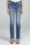 Floral Horseshoe Mid Rise Denim