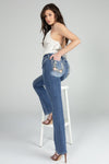 Floral Horseshoe Mid Rise Denim