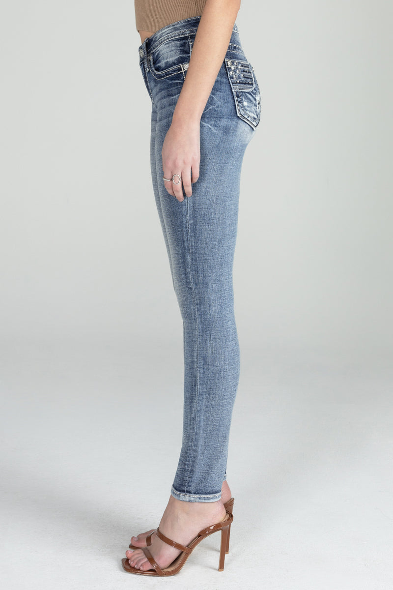 Distressed Americana Flag Skinny Jeans