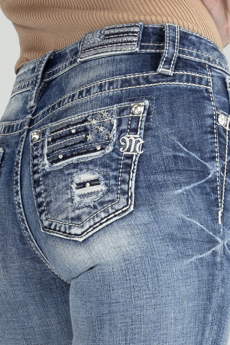 Distressed Americana Flag Skinny Jeans
