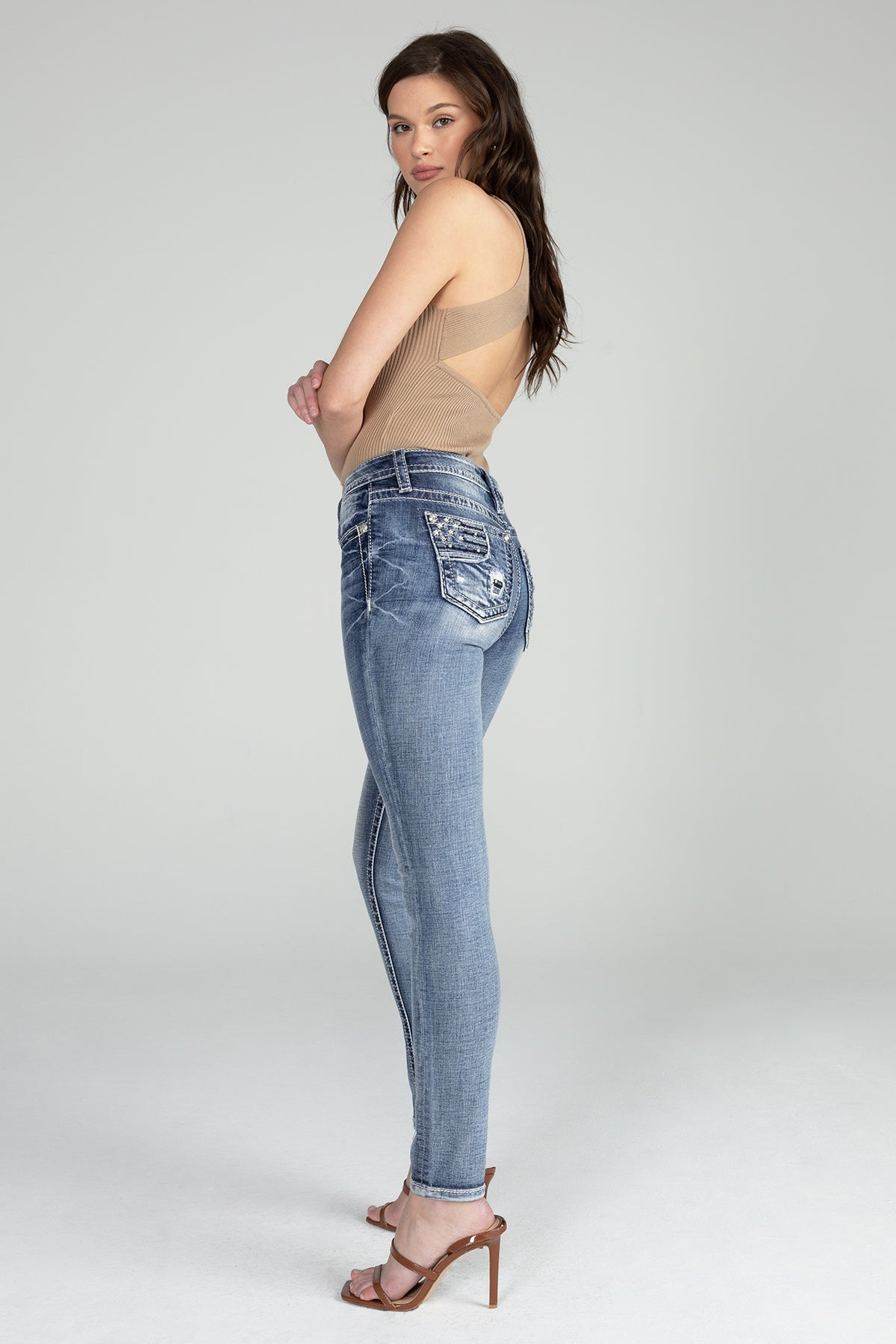 Distressed Americana Flag Skinny Jeans