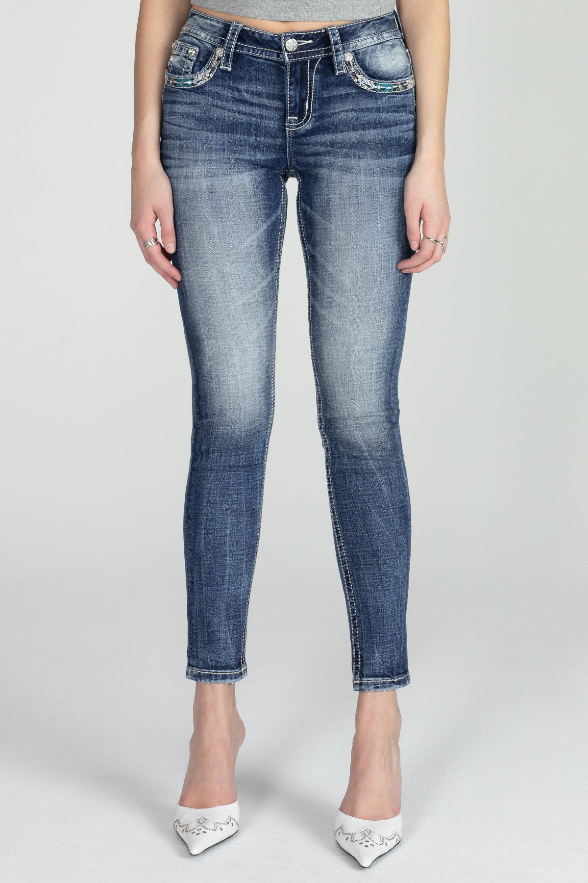 Multicolor Patterned Skinny Jeans