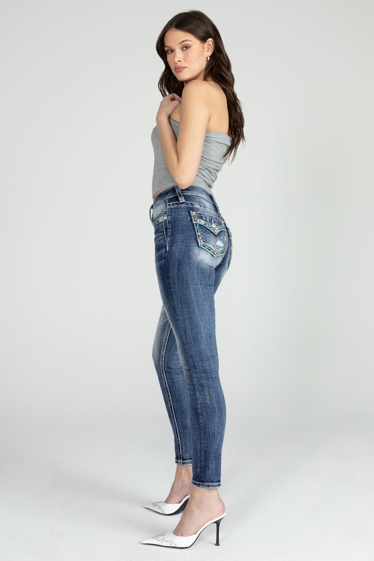 Multicolor Patterned Skinny Jeans