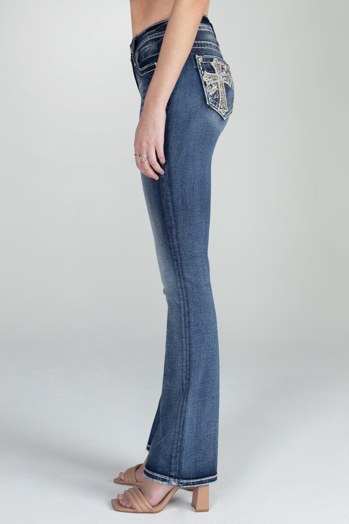 Cross In A Flower Field Bootcut Denim