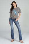 Cross In A Flower Field Bootcut Denim