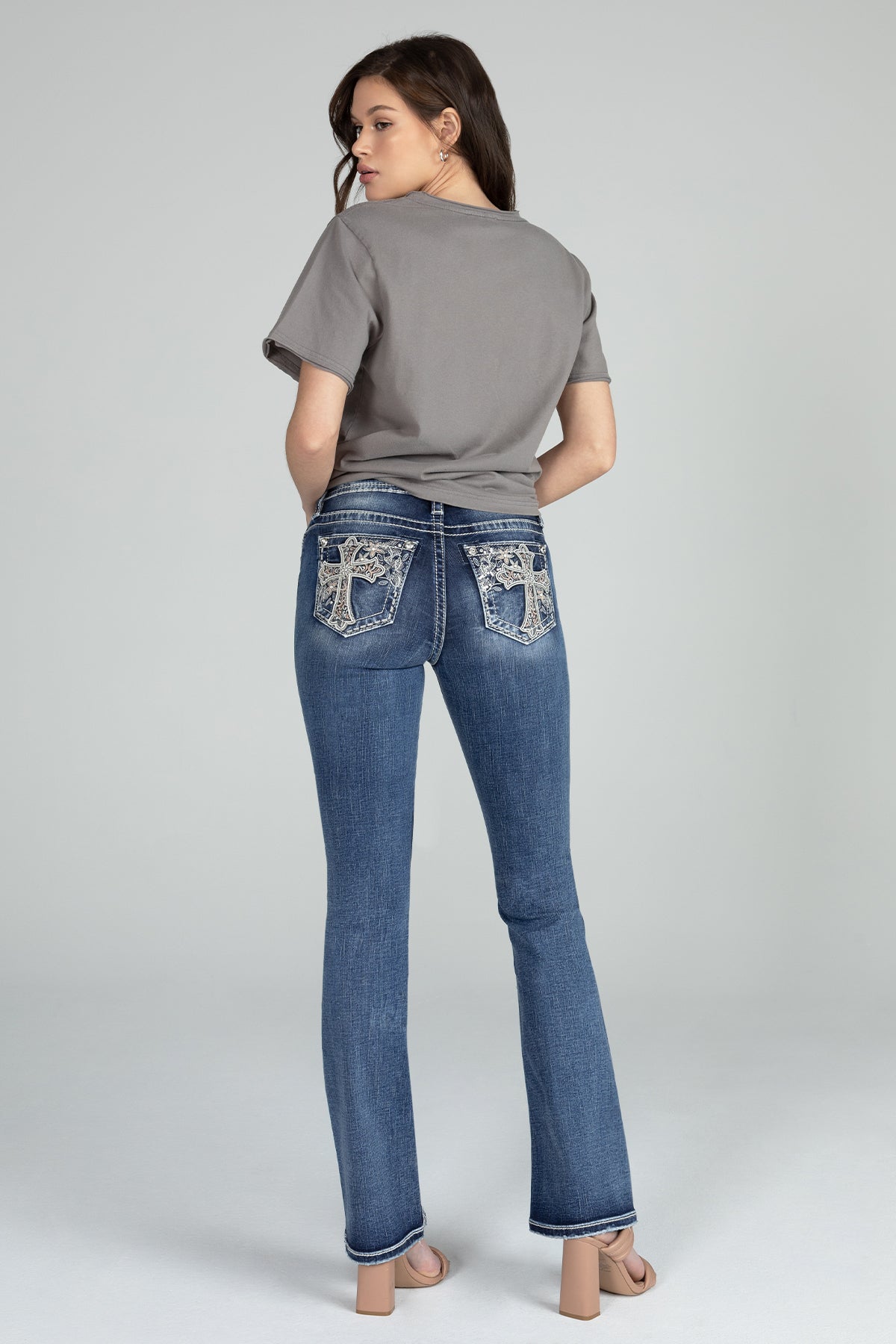 Cross In A Flower Field Bootcut Denim