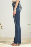 Turquoise Blue Feathers Bootcut Denim