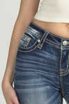 Turquoise Blue Feathers Bootcut Denim