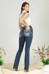 Turquoise Blue Feathers Bootcut Denim