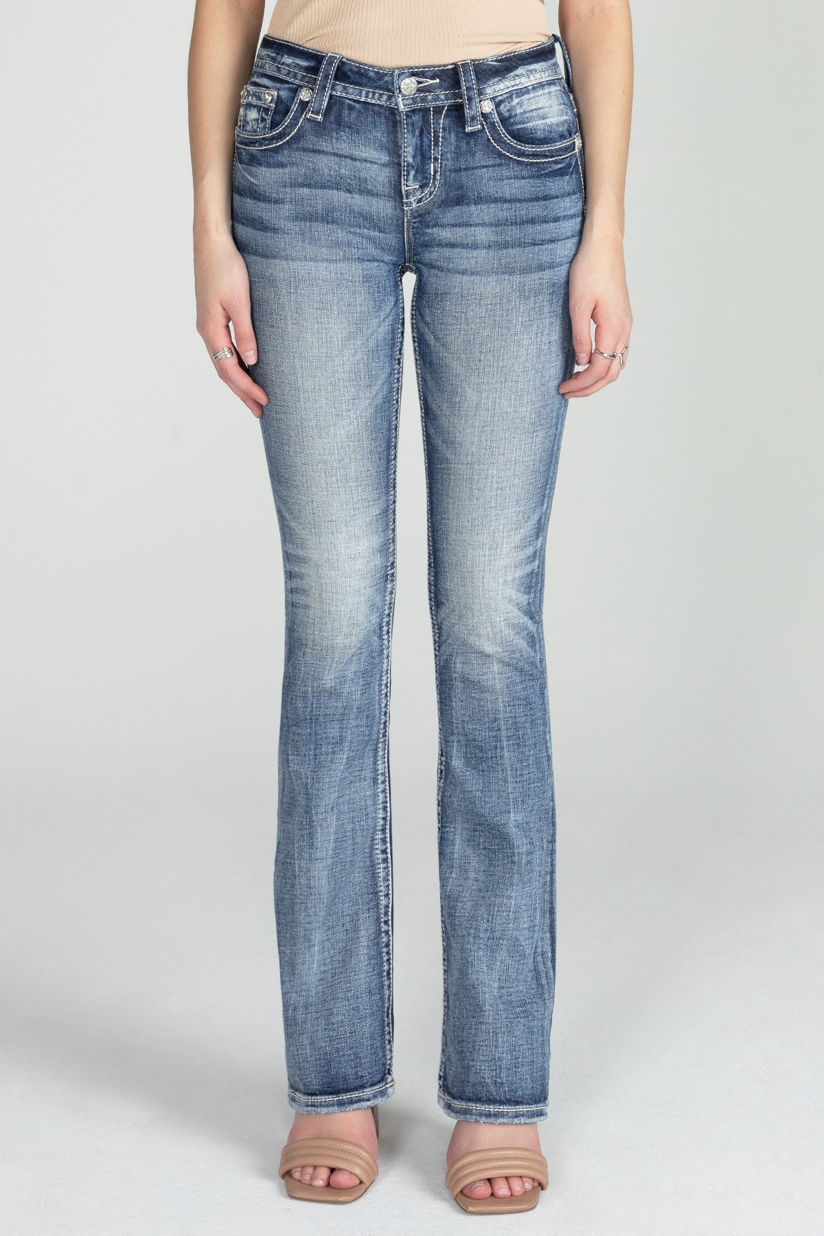Acid Sequined Cross Bootcut Denim