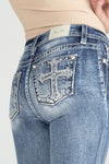 Acid Sequined Cross Bootcut Denim