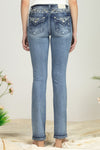 Bordered Leaves Bootcut Denim
