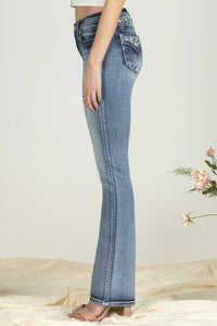 Bordered Leaves Bootcut Denim