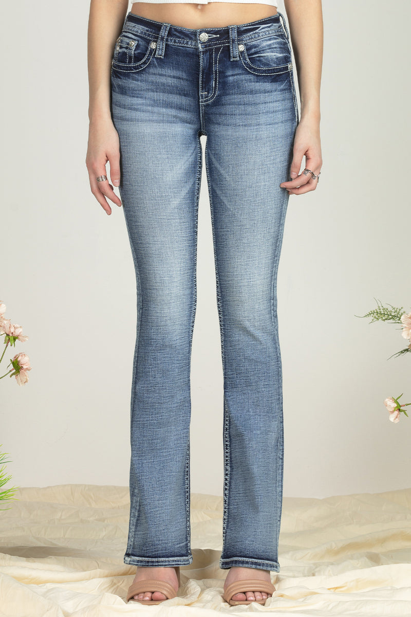 Bordered Leaves Bootcut Denim