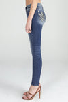 Detailed Fleur De Lis Skinny Denim