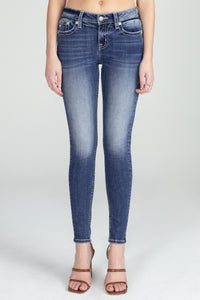 Detailed Fleur De Lis Skinny Denim