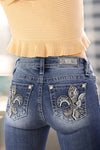 Detailed Fleur De Lis Skinny Denim