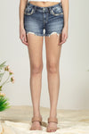 Aztec Border Denim Shorts