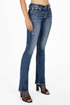 Embroidered Leaves and Flowers Bootcut Jeans