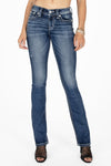 Embroidered Leaves and Flowers Bootcut Jeans