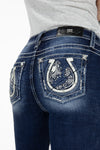 Floral Swirl Horseshoe Bootcut Jeans