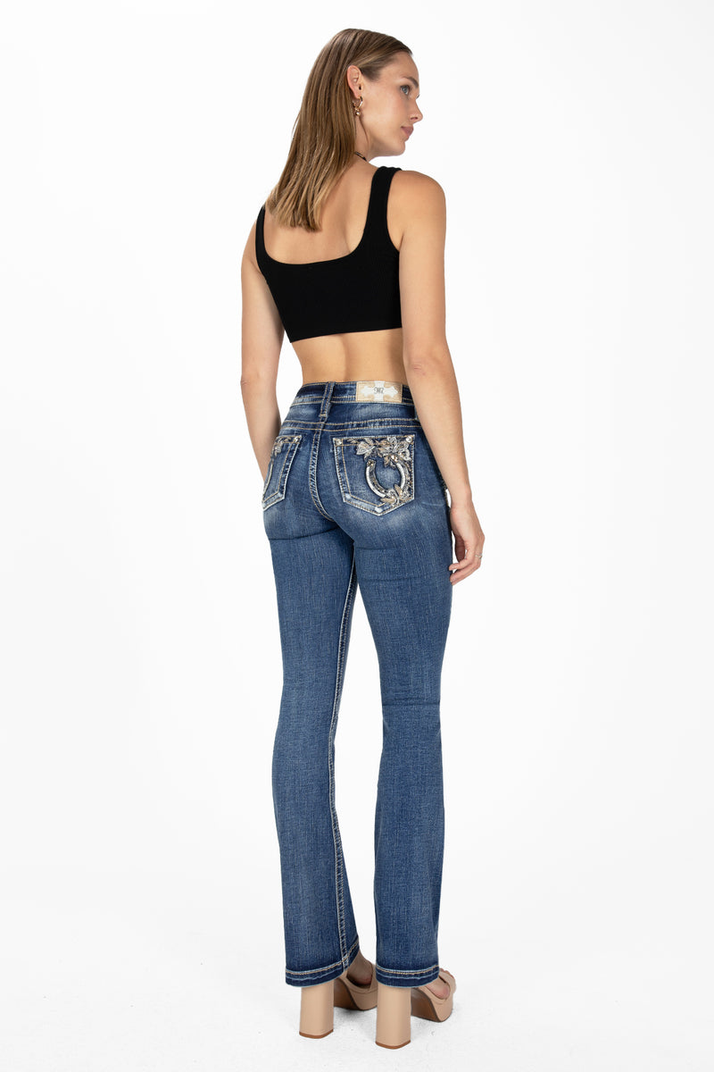 Shadow Floral Horseshoe Bootcut Jeans