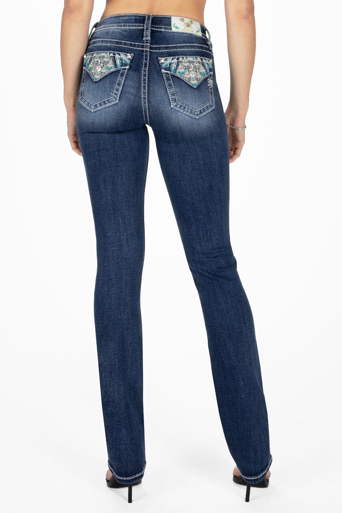 Turquoise Peacock Bootcut Jeans