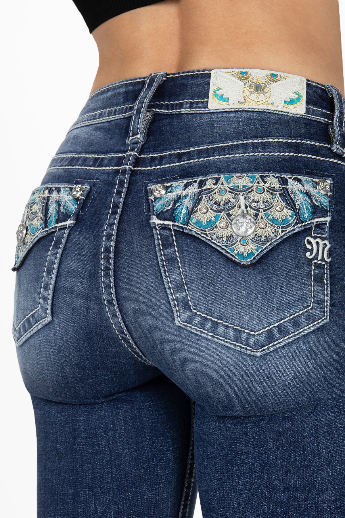 Turquoise Peacock Bootcut Jeans