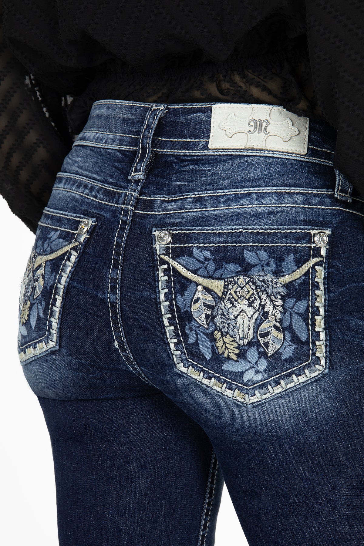 Laser Leaves Longhorn Bootcut Jeans
