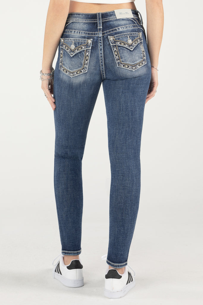 sparkling star stitch border skinny jeans