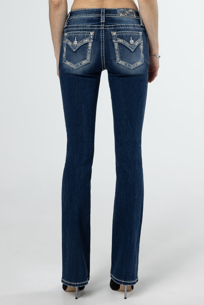 a hint of blue bootcut denim jeans