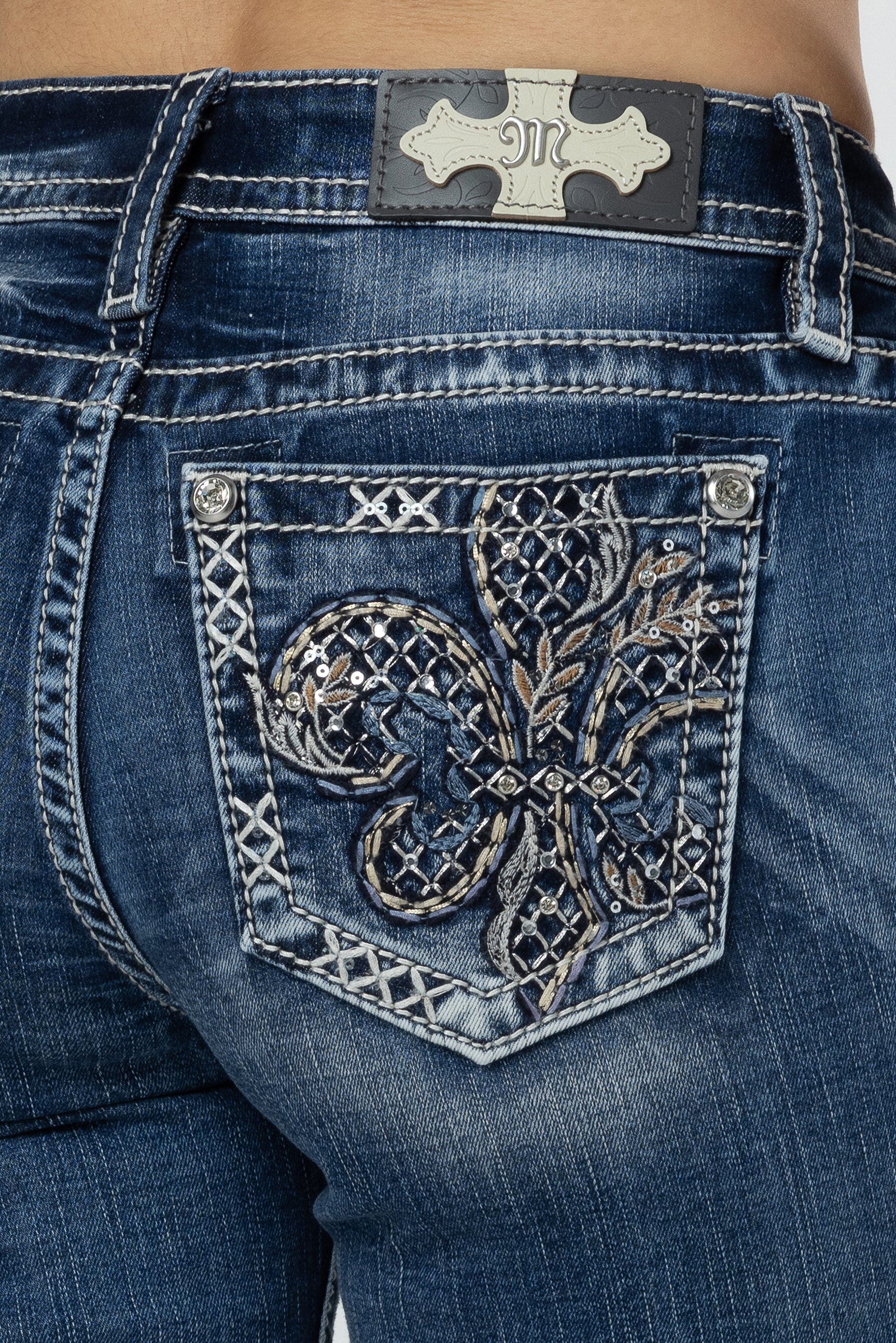 Fleur Glass Straight Jeans Only Med/Dark Wash Miss Me