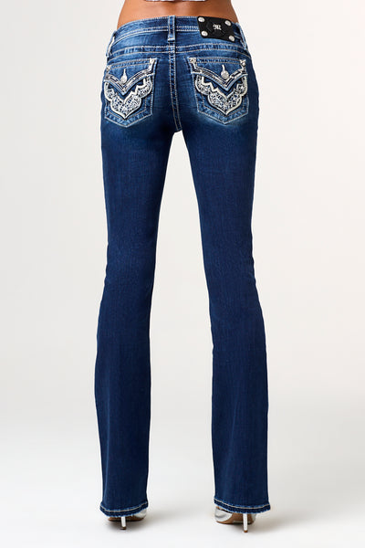 【threetimes】25ss Panel bootcut jeans Stellar Bootcut Jeans | Only $119.00 | Dark Wash | Miss Me