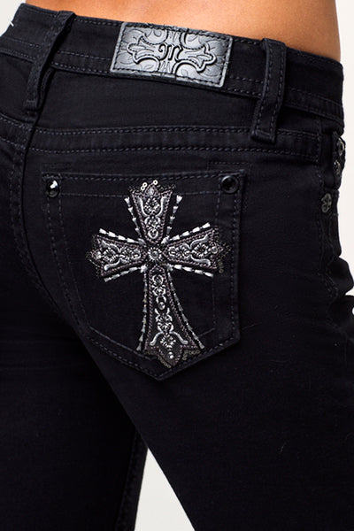 【INCHANT ME】109 Black Denim Semi Bootcut Denim INCHANT ME】109 Black Denim Semi Bootcut Denim (INCHANT ME
