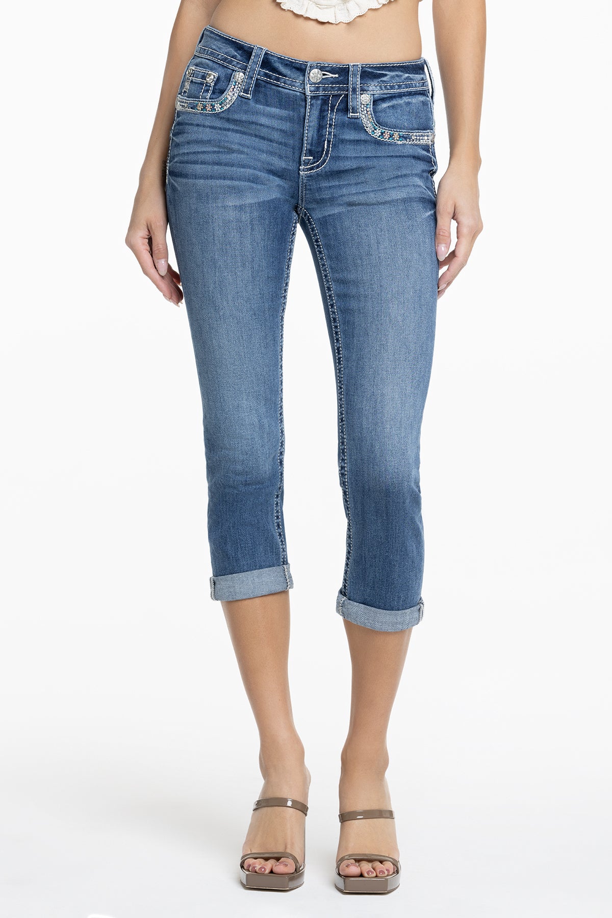 Aster Border Capri Only Medium Wash Miss Me - Main Image