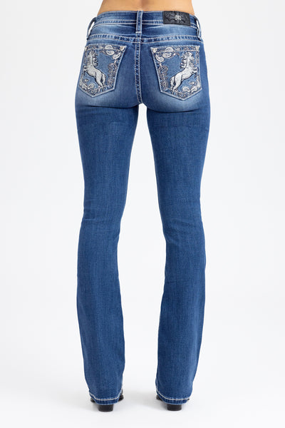 Jeans Miss Me Boot Cut - Taille 29x32 - Décor Perles & Cristaux - Neuf Avec étiquettes