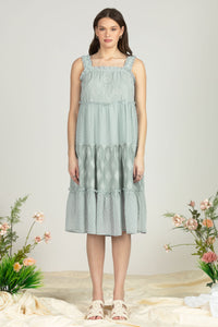 Dotted Diamond Tiered Ruffle Dress